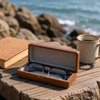 Wooden Eyeglass Case Secure Walnut Glasses Case Lightweight for Travel, Car