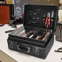 Aluminum Hairdressing Case Removable Tray Hair Stylist Case Reinforced Corners