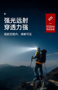雅尼头灯头戴式野外强光充电户外登山夜钓锂电池大容量led手电筒