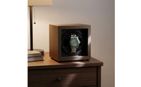 Walnut Wood Watch Winder Two-Way Rotation Automatic Watch Winder Timepiece Storage Universal Serial Bus Powered Blue Lighting