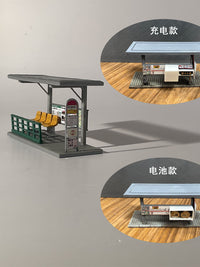 土豆模型1/64比例日式公交站台模型候车亭模型城市建筑场景模型