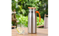 Wide-Mouth Water Jug with Lid Sleek Stainless Steel Pitcher Large Pitcher with Lid Slim for Refrigerator