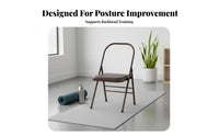 Optional Waist Support Iyengar Exercise Chair Heavy Duty Iyengar Exercise Prop Anti-Slip Feet Folding Exercise Chair Stable and Long-Lasting for Beginners, Seniors, Pilates Enthusiasts