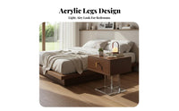 Bedside Stand Modern Minimalist Design Wavy Accent Table Transparent Frame Space-Saving for Apartment Dwellers, Bedroom