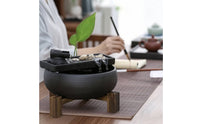 Ceramic Fountain with Wooden Stand Relaxing for Desk, Tea Table