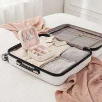 Compact Jewelry Storage Case Zippered Portable Jewelry Case Structured Faux Leather for Travelers, Women, Weekend Trips, Dressing Table