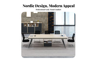 Mechanical aesthetic 6-Person Training Desk Nordic Aesthetic 6-8 Person Boardroom Table Modern Design Office Furniture Spacious work surface for Students, Business Professionals, group Leaders, Conference Room, Meeting Area