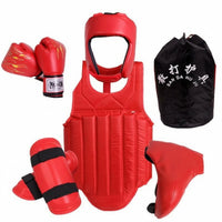 Sparring Gear Set Smooth Finish Combat Arts Protector Set Black Black Interior