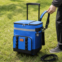 Portable Rolling Cooler Bag with Thick Oxford Cloth, Large Capacity Insulated Picnic Bag
