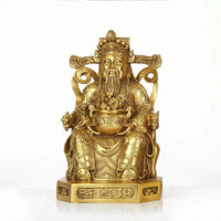 Wealth Gold Statue Brass-Toned Gold of Prosperity Statue Polished Figurine with Base Ingot Ornament for Believers, Entryway