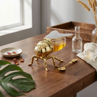 Bee-Shaped Condiment Jar floralHandled Spoon Table Item for Kitchen