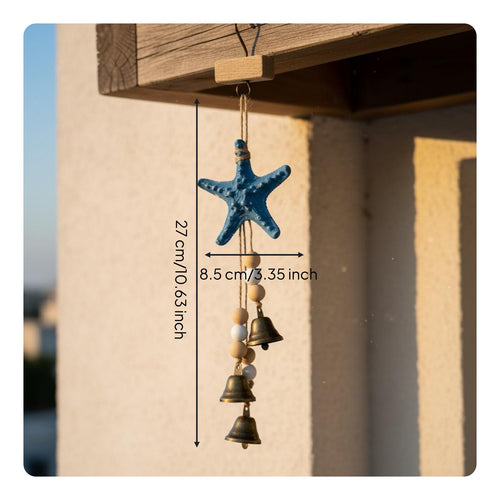Sea Star Wind Chime Nautical Theme Turtle Hanging Ornament Handmade for Balcony