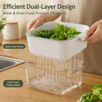 Large Colander, Double Layer Rice Strainer, Square Rice Washing Bowl, Perforated Fruit Vegetable Pasta Strainer