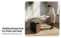 Urban Aesthetic Clear-Legged Wooden Desk urban Look Workstation Modern Design Home Furniture Minimalist aesthetic for Office Professionals, Interior Decorators, Makeup lovers, Study Room, Bedroom, Small Spaces