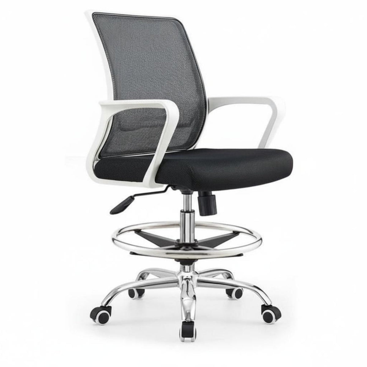 Drafting Chair with Foot Footrest 360-Degree Swivel for Reception Desk