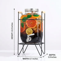 Large Capacity Glass Beverage Dispenser with Hammered Texture, High Borosilicate Drink Dispenser, Juice and Water Dispenser with Metal Stand