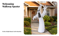 Outdoor Inflatable   | Spooky Black Printed Face, Tall White Body, Halloween Inflatable with Claws, for Lawn