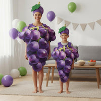 Grape Costume Stage Performance Grape-Hued Costume Parent-Child Matching Outfit for Families, Kids, Cosplay