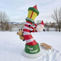 Christmas Inflatable with Santa Outdoor Christmas Inflatable Decoration Festive Inflatable Yard Decoration for Lawn, Garden