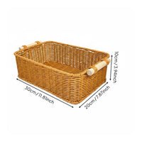 Imitation Rattan Storage Basket Sturdy Frame for Living Room, Kitchen