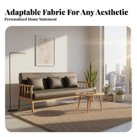 Straight-Line Wooden Couch Nordic aesthetic 3-Seater Sofa clean contemporary Design