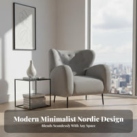 Boucle Upholstered Armchair Nordic aesthetic Accent Chair contemporary Design Easy Assembly for Women, Readers, Bedroom