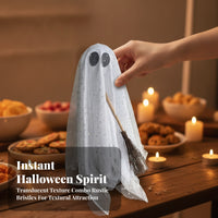 2 Pieces Desktop  Figure with Broom | reflective flecksLike Speckled Detailing, Draped translucent cloth Body, Halloween Desktop  Figurine, for Entryway