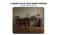 Integrated Storage Extendable Desk with Cabinet Space-Saving Study Table tri-function home layaway Furniture Ample Workspace for telecommuting Workers, Students, Apartment Dwellers, Bedroom, Dorm Room