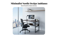 Easy Assembly Simple Study Desk Multi-Purpose Minimalist Office Desk Sturdy Frame Writing Table with Storage Modern Design for Students, Teenagers, Professionals, Small Apartment, Bedroom, Dorm Room
