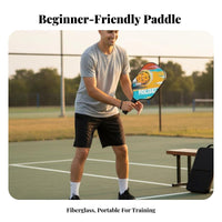 7 Pieces Fiberglass Pickleball Paddles Lightweight Fiberglass Pickleball Racket Kit Anti-Slip Grip Large Sweet Area for Outdoor