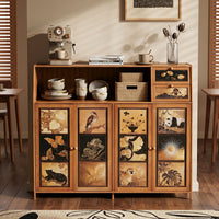Kitchen Sideboard Storage Cabinet for Living Room Floor Standing Vintage Style Coffee Tea Cabinet
