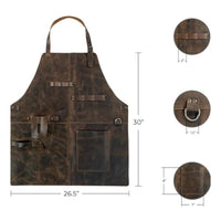Vintage PU Leather Apron Adjustable Apron with Pockets Multi-Pocket Wear-Resistant for Barbers, Workshop, Barbecue, Grilling