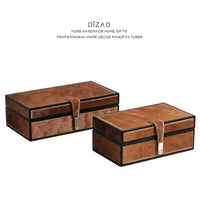 Luxury Modern Minimalist Genuine Leather Horsehair Decorative Box for Cloakroom, Hotel Bedroom Storage