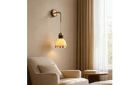 Wall Light Full-Color-Range Wood Wall Lamp Retro Sconce with Glass Shade for Dining Room