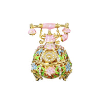Telephone Jewelry Box Vintage-Style Telephone Trinket Box Jeweled Enamel-Like for Women, Vanity, Dresser