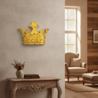 Gilded Gold Crown Wall Decor Ornate Crown Wall Decoration Regal Textured for Living Room, Entryway