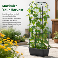 Raised Planter Box with Trellis, 178cm Vertical Garden for Climbing Vegetables, Dark Grey Outdoor Plant Support for Balcony