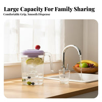 Large Capacity Plastic Juice Pitcher with Filter Heat Resistant Refrigerator Water Jug with Lid Leakproof for Families, Students