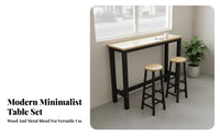 Wall Side Long Table Narrow Bar Table Space Saving Console Breakfast Bar Steel Frame Suitable for Restaurant Owners Apartment Dwellers Kitchen Cafe Balcony Home Decoration