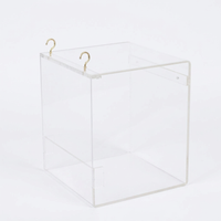 Bird Bath Box with Hooks, Transparent Acrylic Bird Bath Tub for Cage, Parrot Bath Box for Pet Bathing, Bird Cage Supplies Parrot