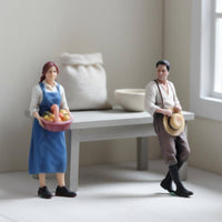 2 Pieces Farm Figurine Realistic Feature 1/64 Scale Miniature People