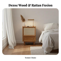 Illuminated Rattan End Table Japanese design Design Bedside Cabinet for Students