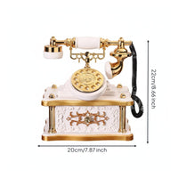 Retro Telephone Melody Box Wind-up Antique Design Desk Phone Decor Nostalgic