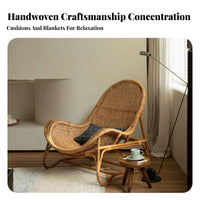Rattan Lounge Chair Natural Minimalism Design Woven Rattan Lounger Natural Weaving Designer Piece for Interior Designers, Adults