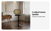 Adjustable Stool with Woven Back Nordic Design for Adults