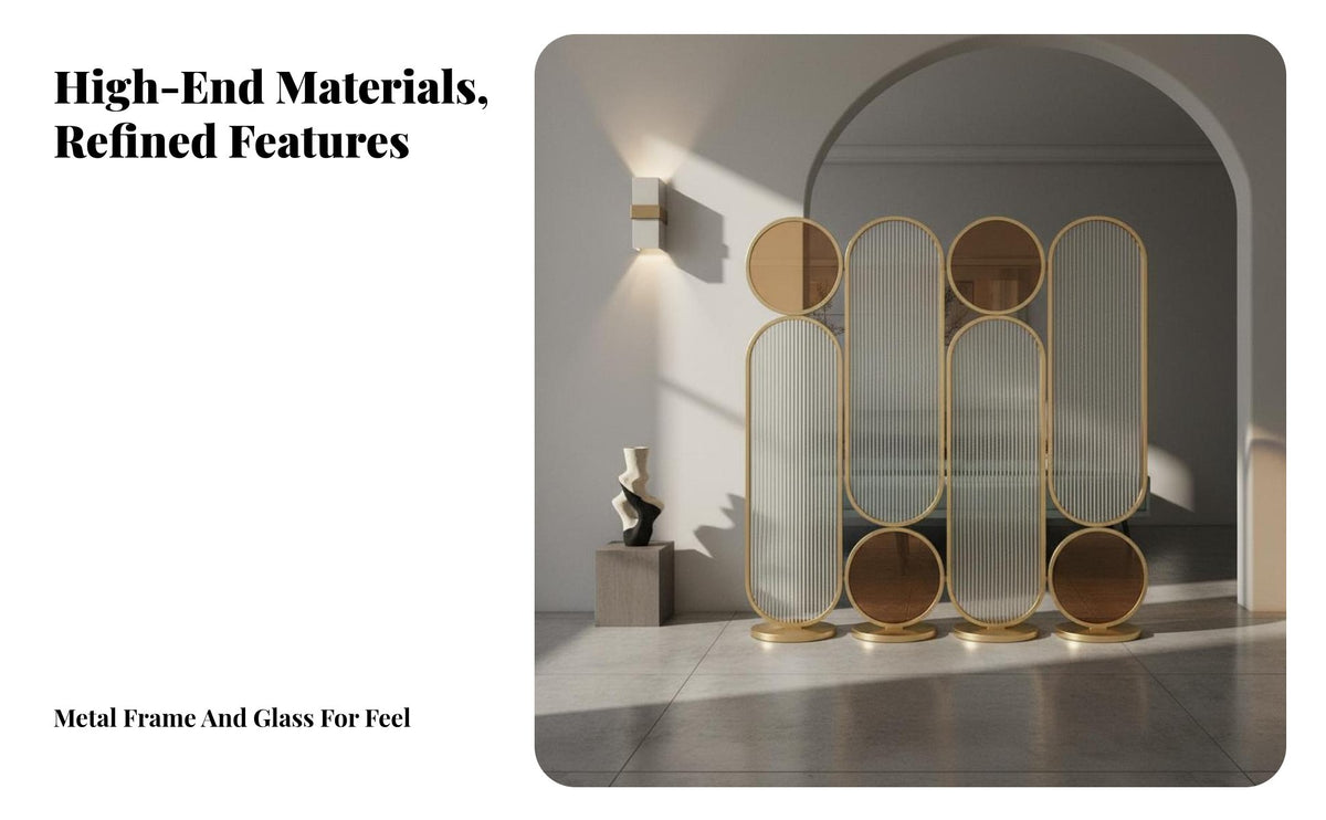 Movable stand-alonestanding Partition Panel No-Drill Installation stand-alonestanding Fluted Panel Modern Aesthetic Room Separator Easy Assembly for Business Owners, separatedice Workers, Entrance Hall, salon, Studio Apartment, Bedroom
