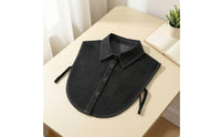 Detachable Dickey Collar Denim Detachable Collar Half Shirt Button-down Pointed for Women, Layering, Office