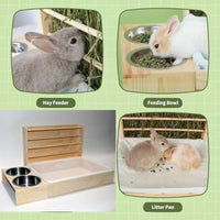 Wooden Guinea Pig Cage with Feeder and Hideout