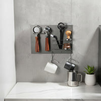 1 Piece Coffee Equipment Stand Portafilter Holder Professional Metal Organizer Wall Mounted Tool Rack Flexible Installation Suitable for Home Coffee Bar Kitchen Storage