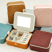 Portable Leather Jewelry Organizer with Handle for Travel